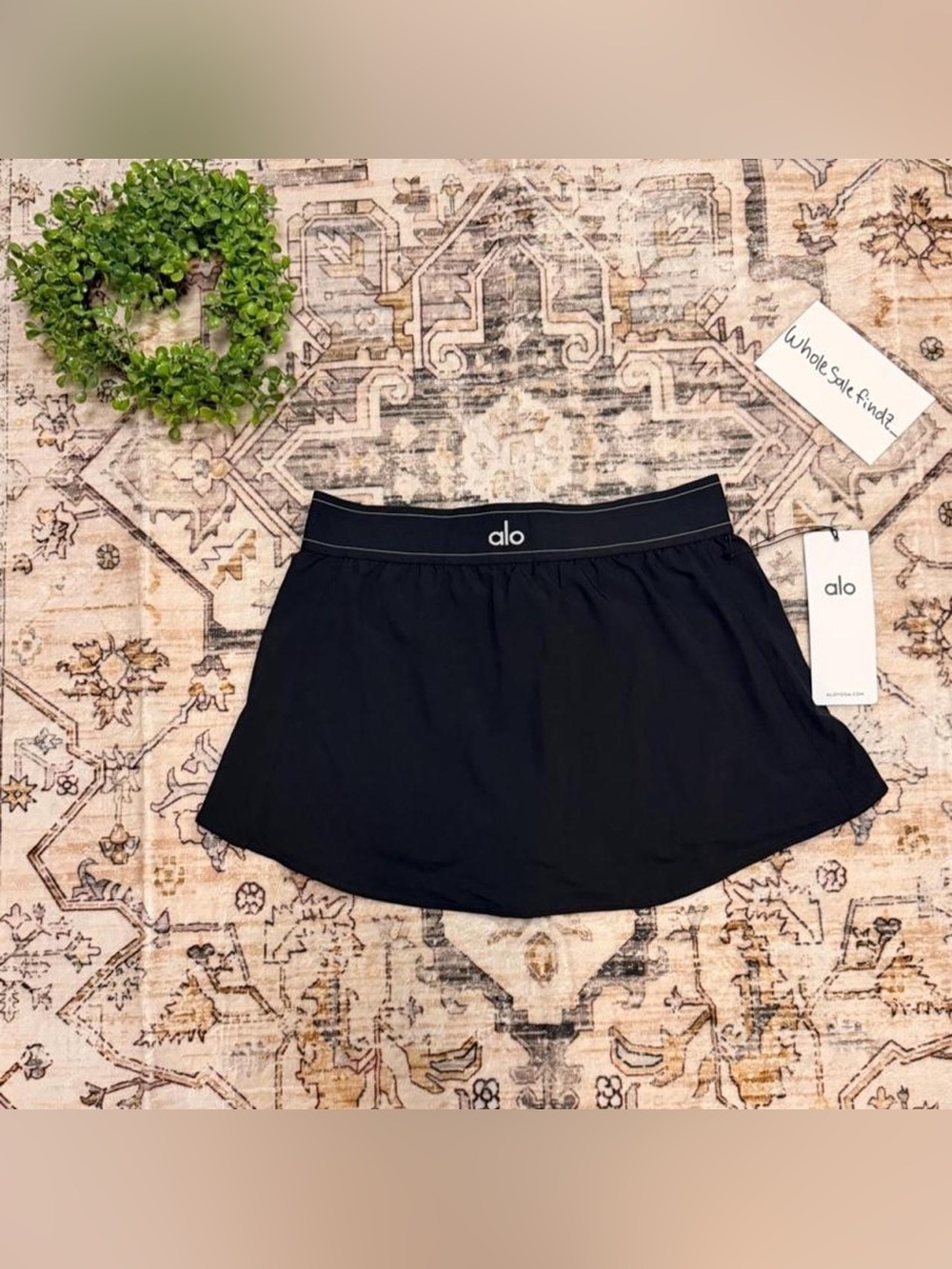 ALO Yoga Black Circle Skirt with Logo Waistband
